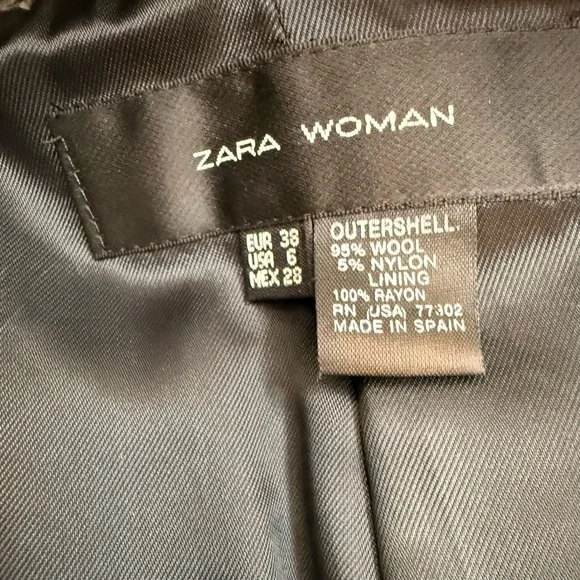 VINTAGE ZARA WOOL BLEND BLAZER DETACHABLE FAUX FUR - Picture 2 of 15